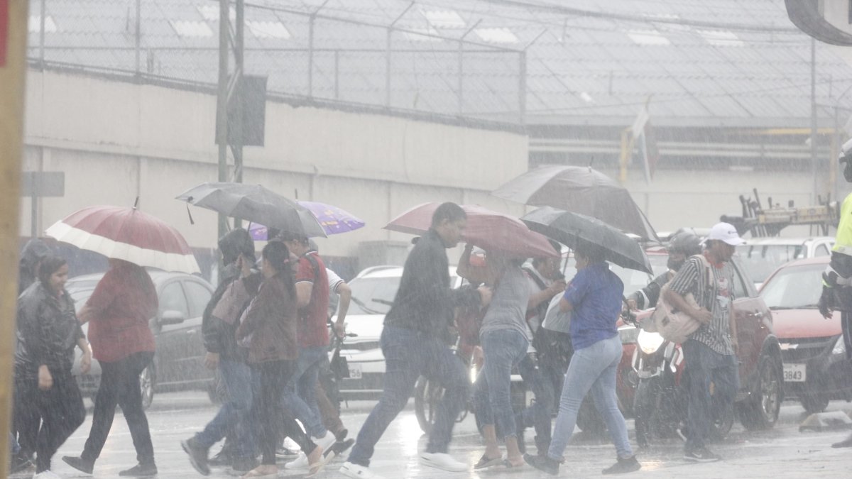 Este 5 de marzo Guayaquil amaneció con lluvia. Los ciudadanos intentan llegar a sus destinos bajo paraguas y entre calles colapsadas e inundadas.