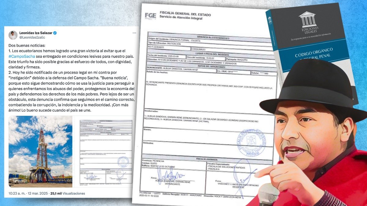 El líder indígena Leonidas Iza enfrenta una nueva denuncia.