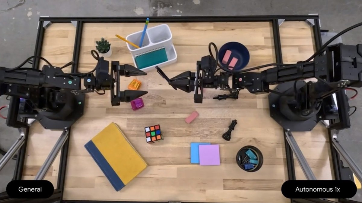 Captura de pantalla de un vídeo de Google DeepMind con Gemini Robotics en acción.