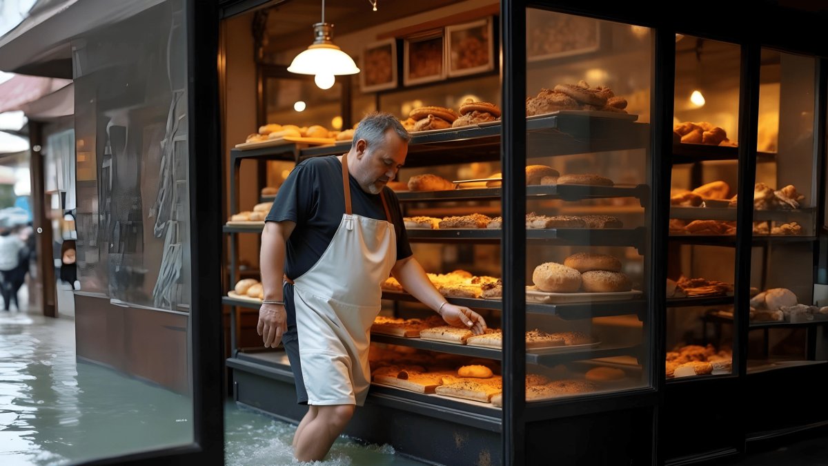 Uno de los negocios afectados por las inundaciones que ha generado el invierno.