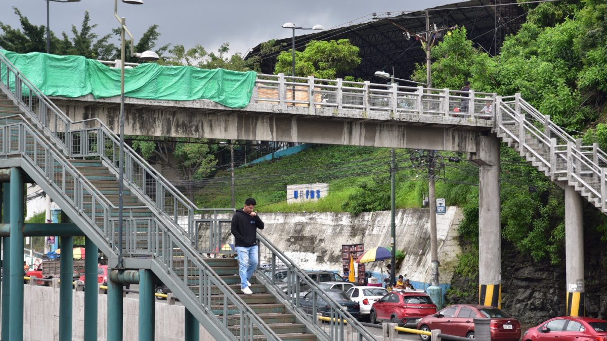Mantenimiento. El paso peatonal está ubicado frente a un colegio.
