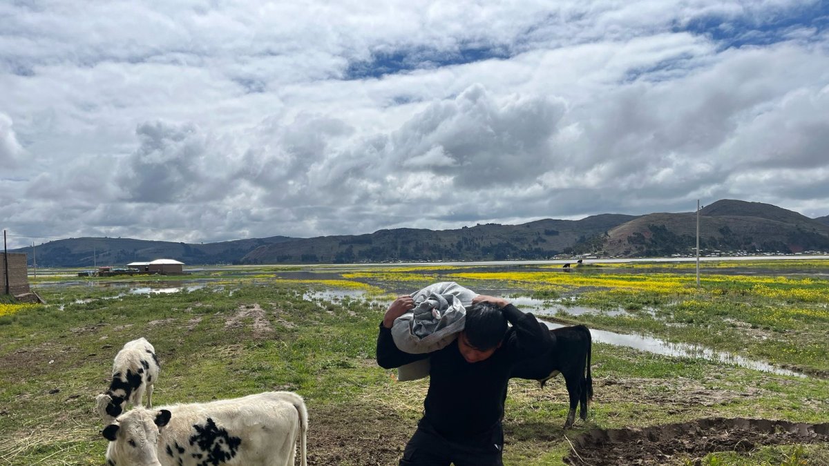 Personas afectadas por las inundaciones buscan resguardar lo que les quedó.