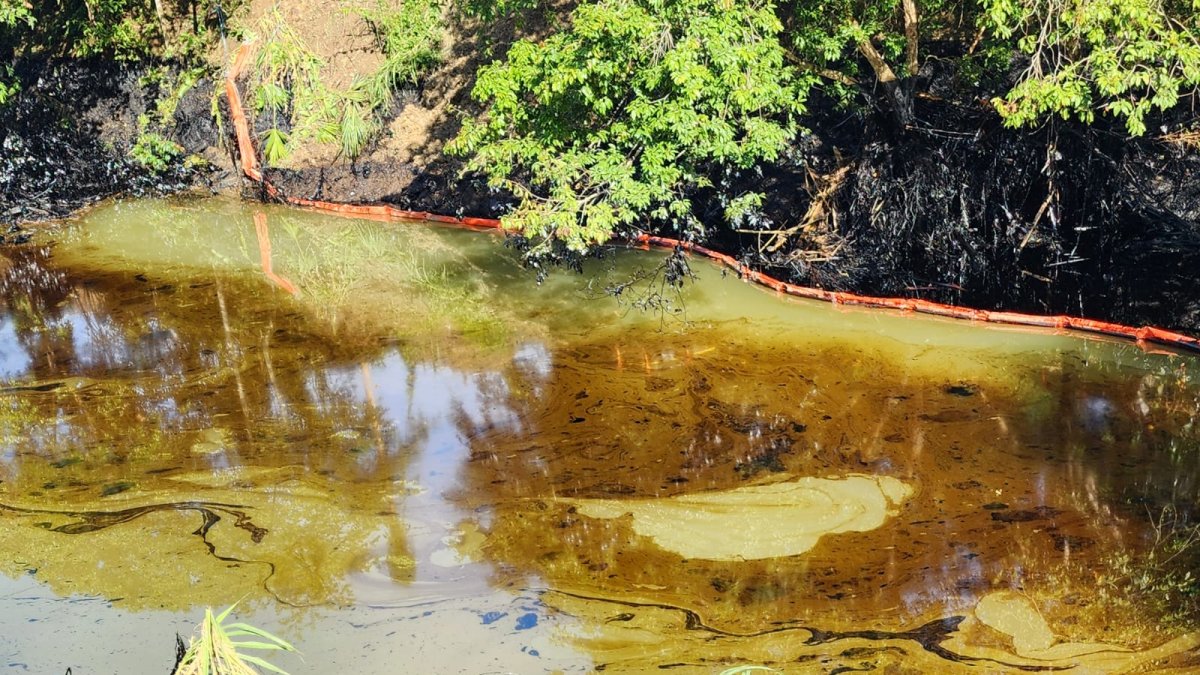 Una mancha negra se puede observar en parte del río Caple en Esmeraldas.