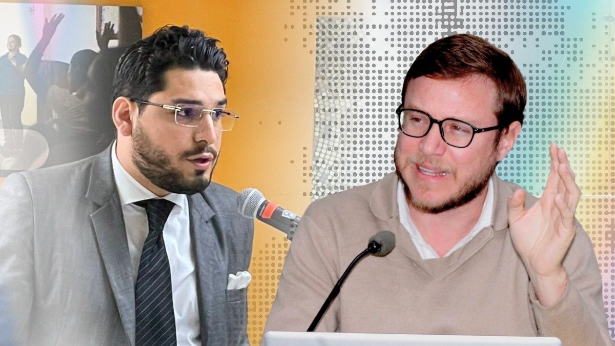 Raúl González y el exconsejero del CPCCS, Augusto Verduga.