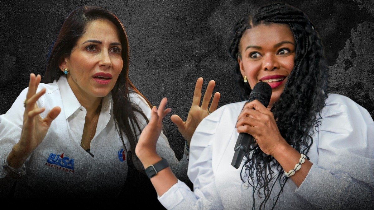 Paola Cabezas, asambleísta reelecta de la Revolución Ciudadana; y la candidata a la Presidencia, Luisa González.