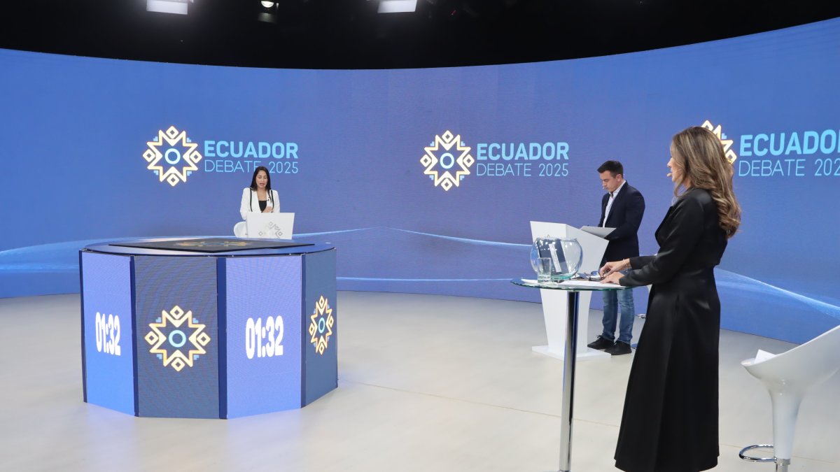 Debate presidencial entre Daniel Noboa y Luisa González, la noche del 23 de marzo.
