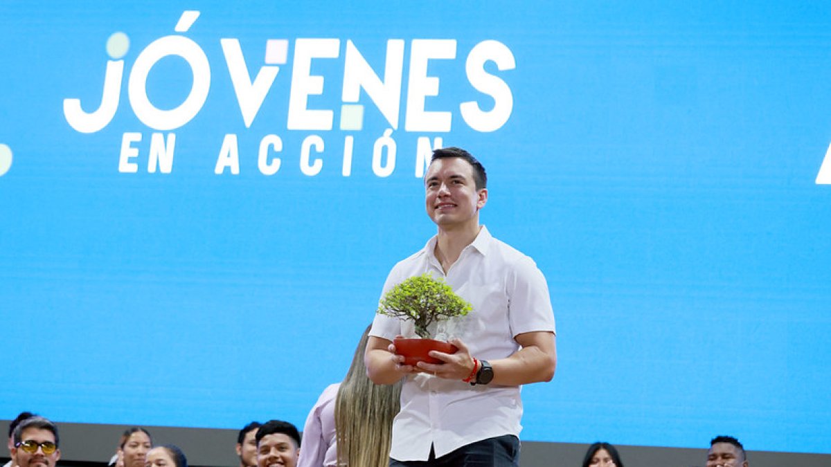 El presidente Daniel Noboa presentó su programa Jóvenes en Acción en meses pasados.