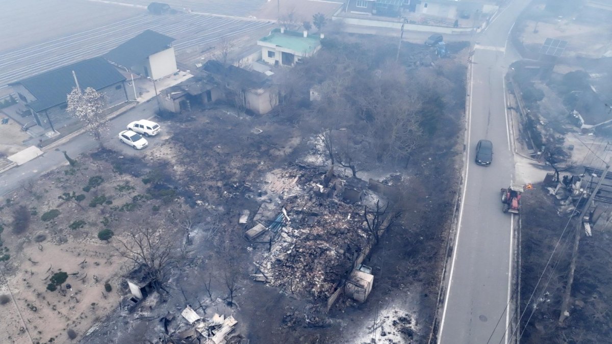 Devastación causada por los incendios forestales que se expanden por Corea del Sur.