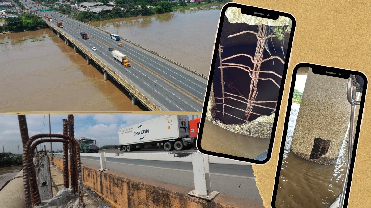 Los daños en el puente Vicente Rocafuerte son evidentes