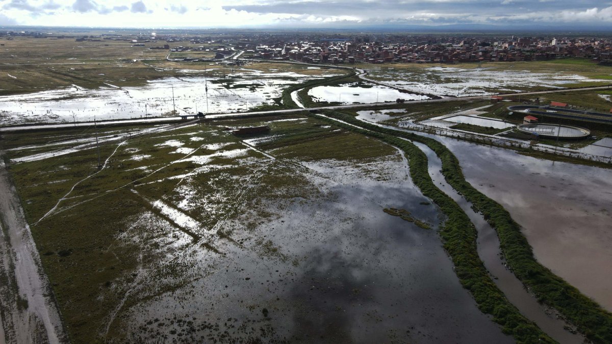 Una aérea de cultivos afectada por las inundaciones que afectan Bolivia desde noviembre de 2024.