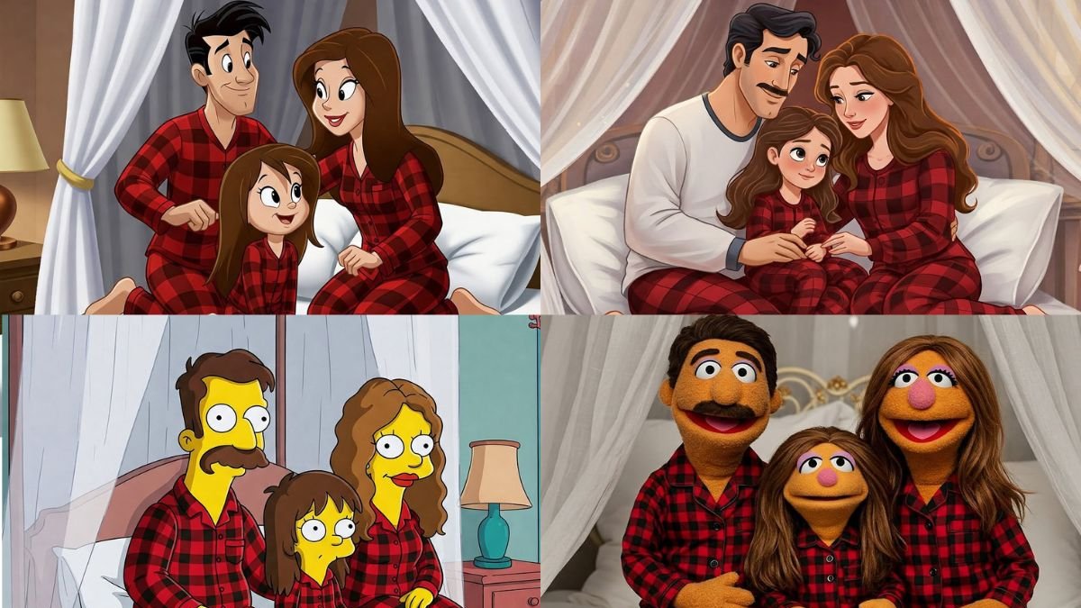 La familia Derbez recreó una foto con varios estilos de animación.