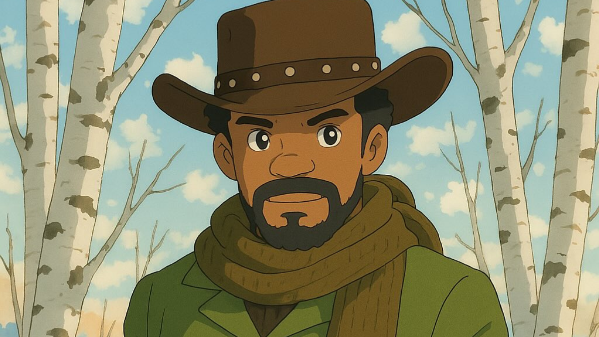 El valiente Django reimaginado en el estilo único de Ghibli.