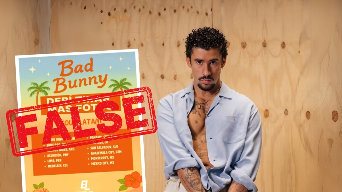 Afiche del tour falso de Bad Bunny en 2025