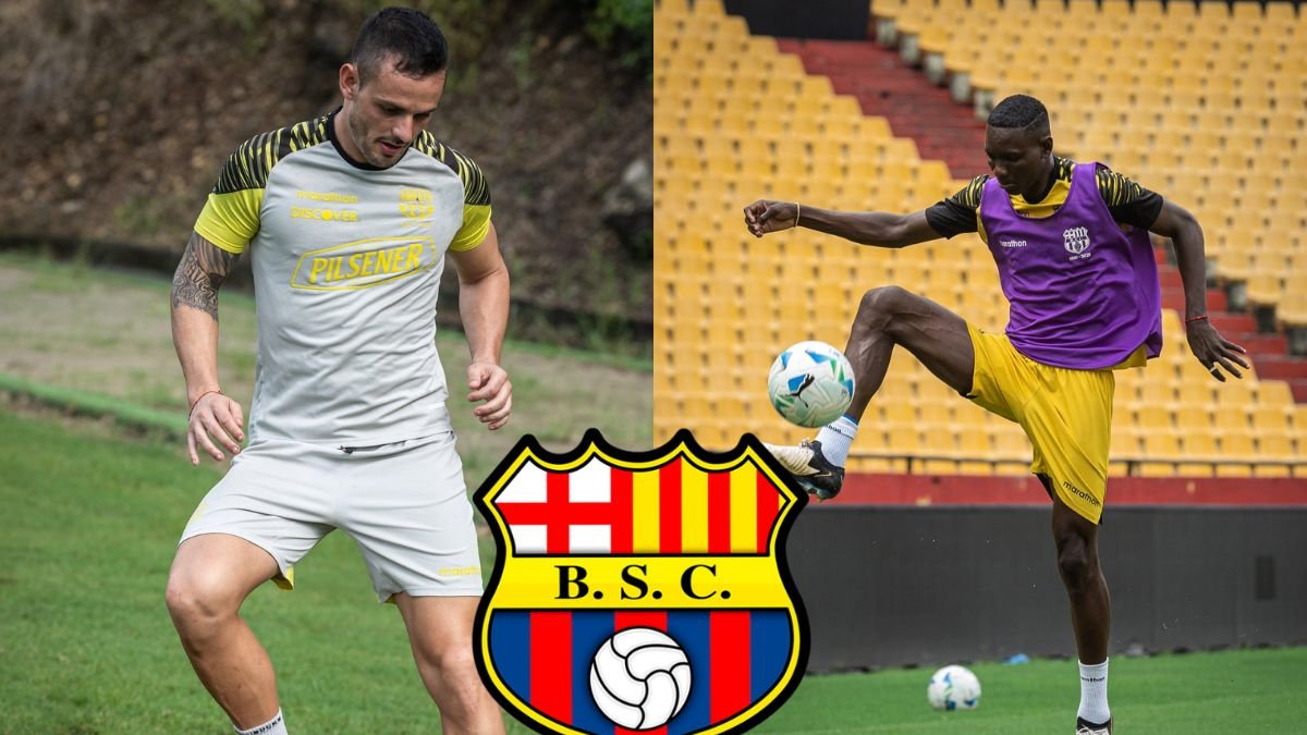 Octavio Rivero y Janner Corozo los ofensivos de Barcelona SC ante River Plate.