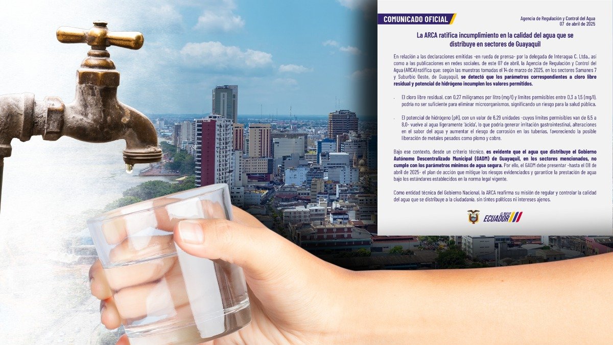 ARCA ratificó denuncias contra la calidad de agua de Guayaquil.