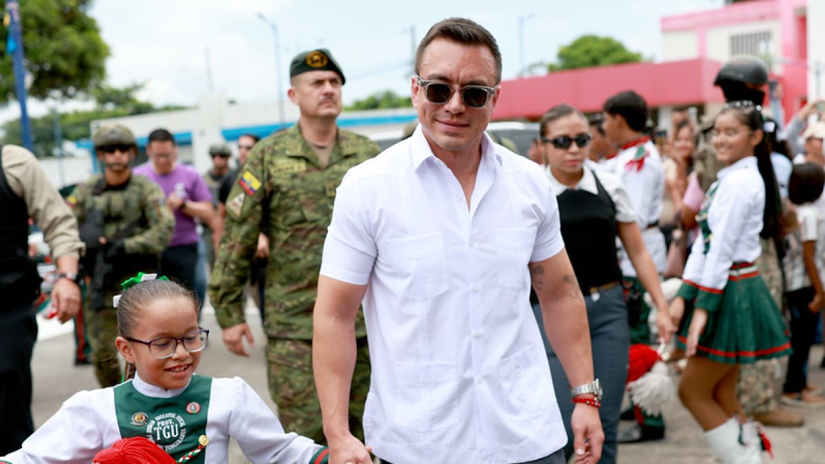 El presidente Daniel Noboa participó en la presentación de “Valoración Docente”, el 25 de marzo de 2025.