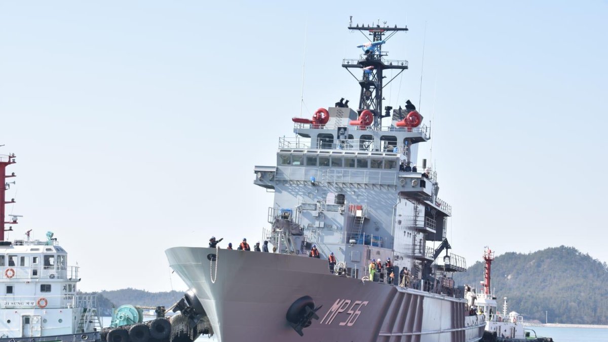 Nave. El Jambelí es el primer buque multipropósito de la Armada del Ecuador; esta fue una donación que hizo el Gobierno de Corea del Sur al país en 2024.