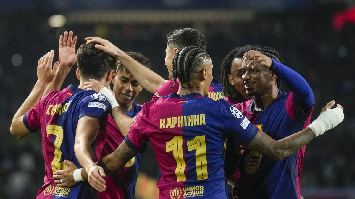 Toda la alegría del Barcelona FC y su goleada en la Champions League.