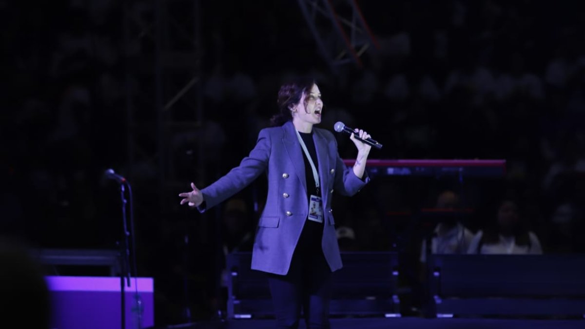 La presidenta de la Comunidad de Madrid, Isabel Díaz Ayuso, estuvo en el mitin de Daniel Noboa.