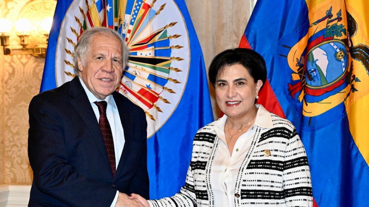 Luis Almagro y la canciller ecuatoriana Gabriela Sommerfeld en una reunión por el programa.