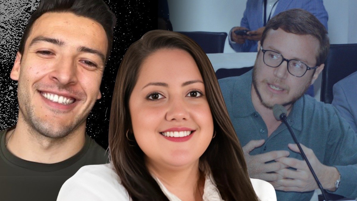 Augusto Verduga y el estratega de comunicación Julián Garrido hablaban de las campañas de marketing contra la Corte Constitucional y la fiscal.Collage Expreso