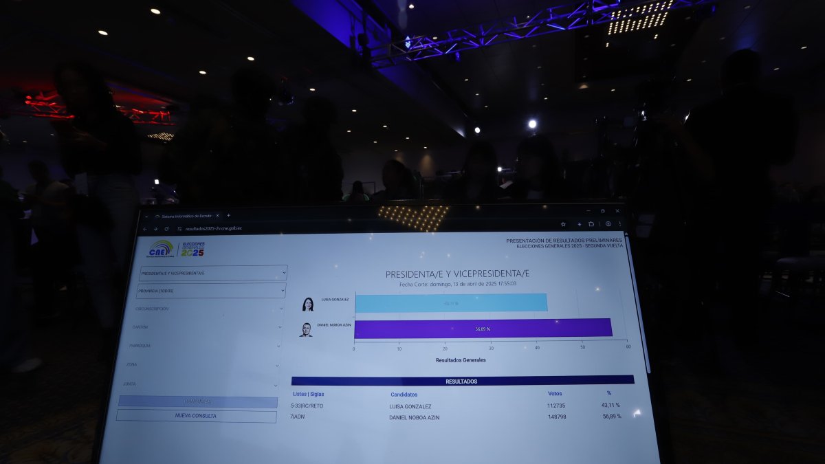 Foto desde el Centro de mando del CNE en Quito.