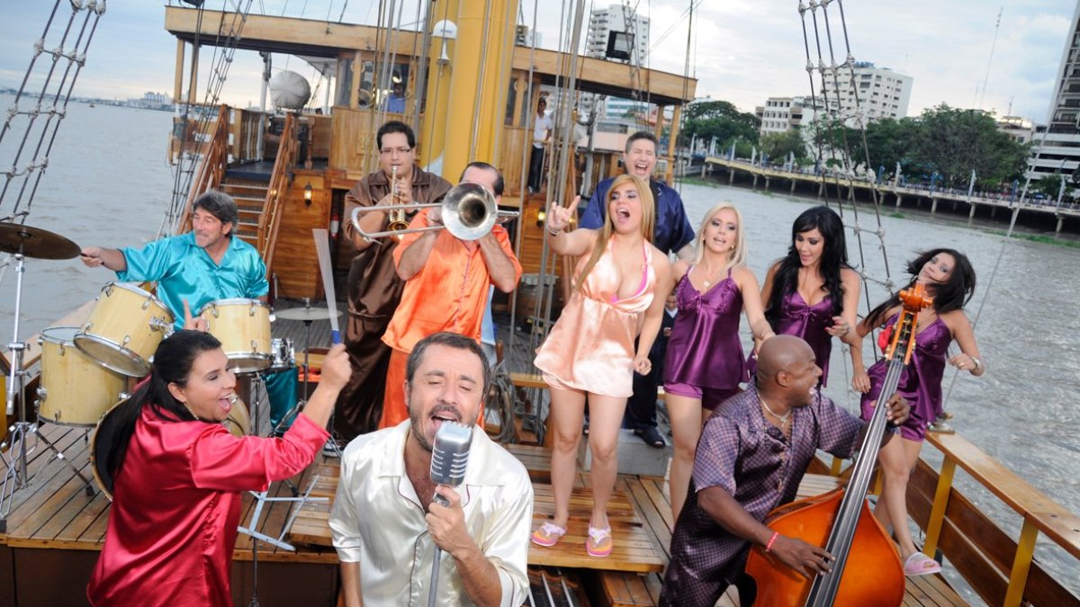 Durante una de las grabaciones de Granados en pijamas.