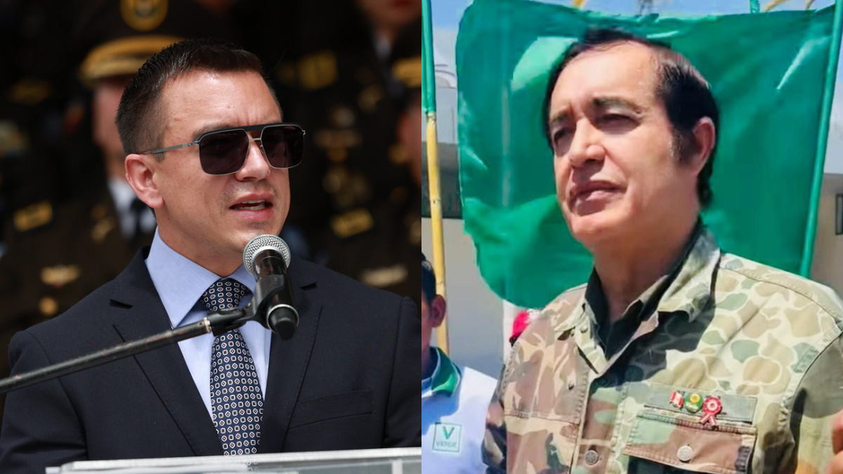 El presidente ecuatoriano Daniel Noboa y el líder del Partido Demócrata Verde del Perú, Alex Gonzales.