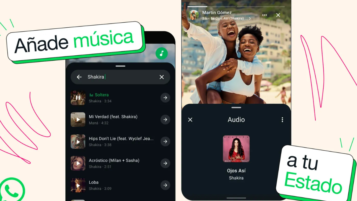 Nueva función de WhatsApp permite agregar fragmentos musicales a los estados de fotos y videos.