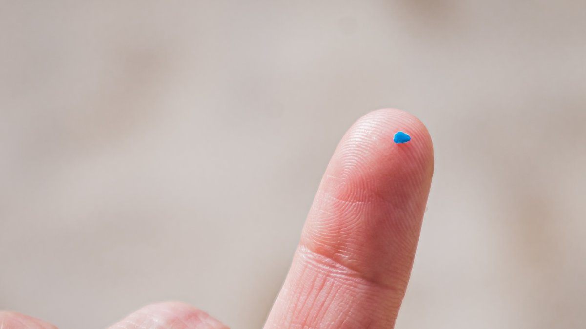 En la imagen de archivo, una persona muestra un trozo de microplástico.