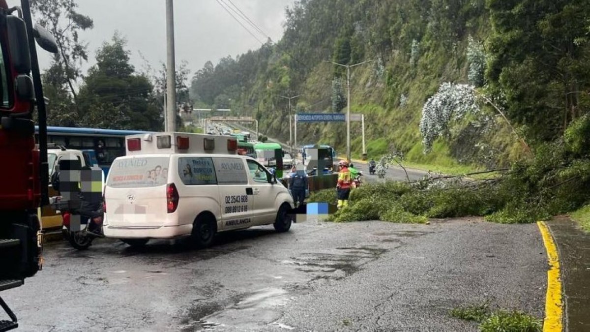 La autopista General Rumiñahui, en Quito, se mantiene cerrada, este domingo, 27 de abril de 2025, luego del deslizamiento que dejó una persona fallecida.