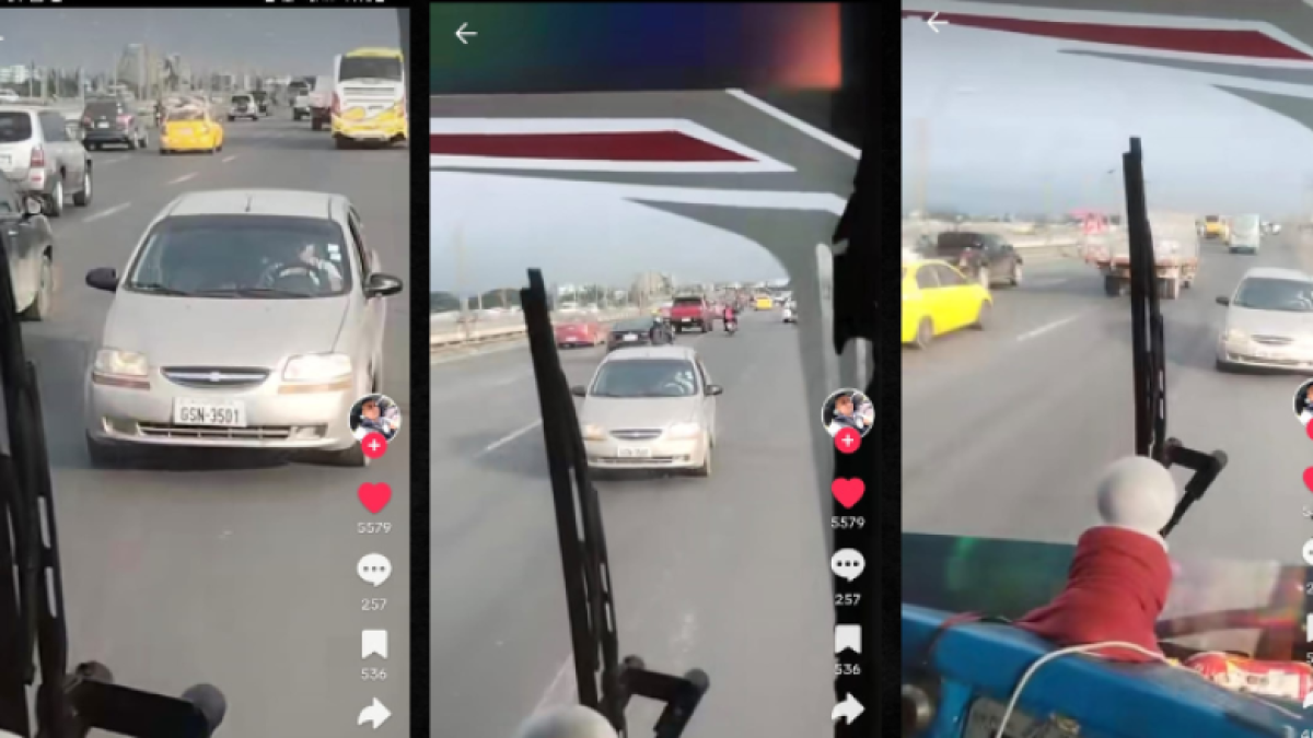 Un conductor dirigió su vehículo en reversa, en una peligrosa maniobra, por el puente de la Unidad Nacional