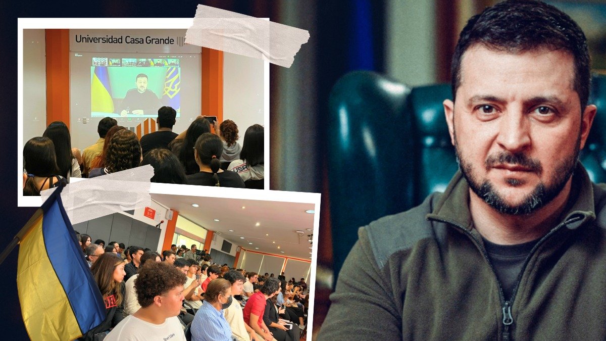 El presidente de Ucrania conversó con estudiantes ecuatorianos.