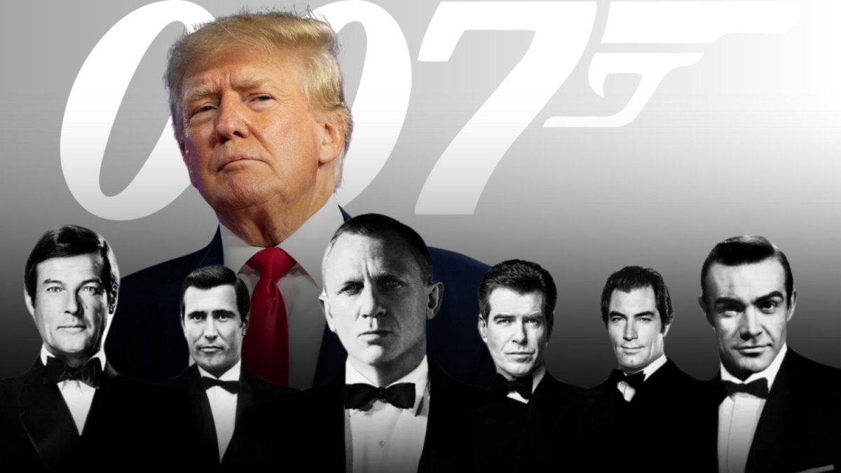 Donald Trump y los intérpretes de James Bond.