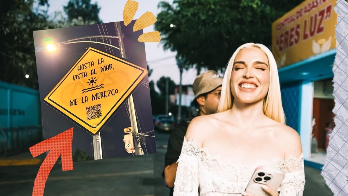 Una de las señales de tránsito intervenidas por el equipo de publicidad de Elena Rose.