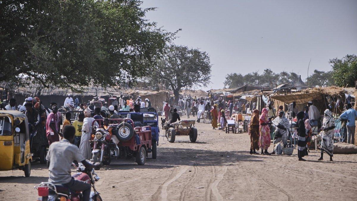 Refugiados sudaneses en Gerbana.