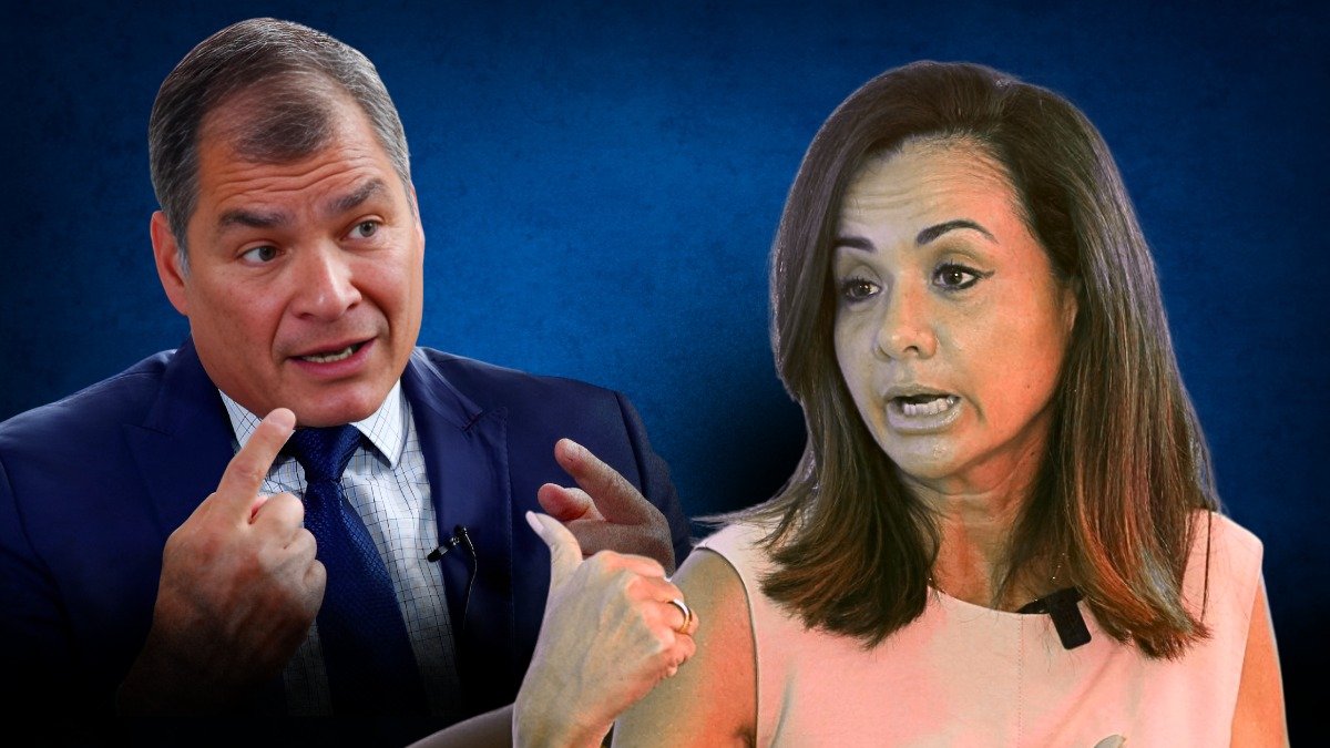 El expresidente de Ecuador, Rafael Correa, y la prefecta del Guayas, Marcela Aguiñaga.