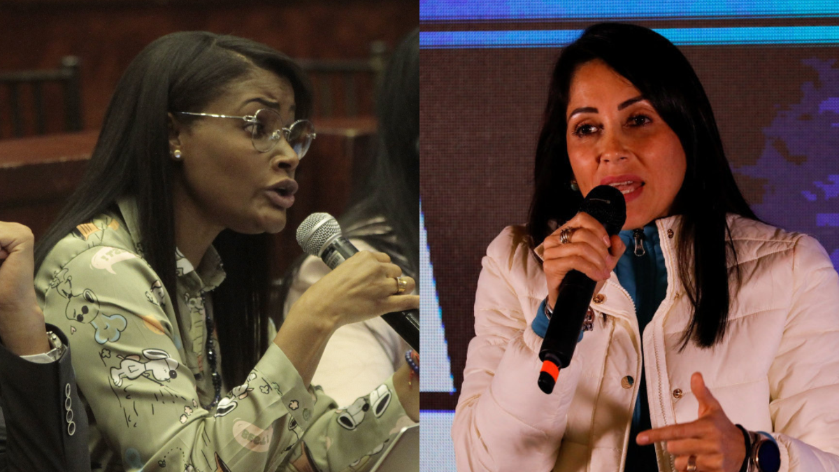 La fiscal general saliente Diana Salazar y la excandidata del correísmo, Luisa González.