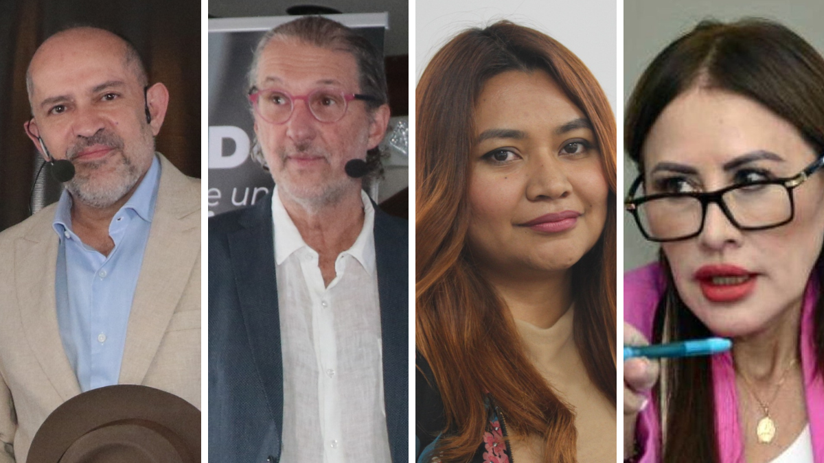 Los tres comunicadores (tres de izquierda a derecha) fueron denunciados por Bibian Hernandez (a la derecha).