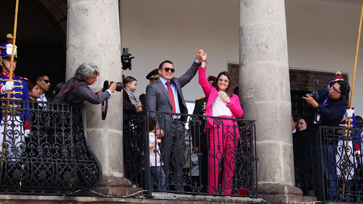 Daniel Noboa y María José Pinto fueron elegidos el pasado 13 de abril de 2025.