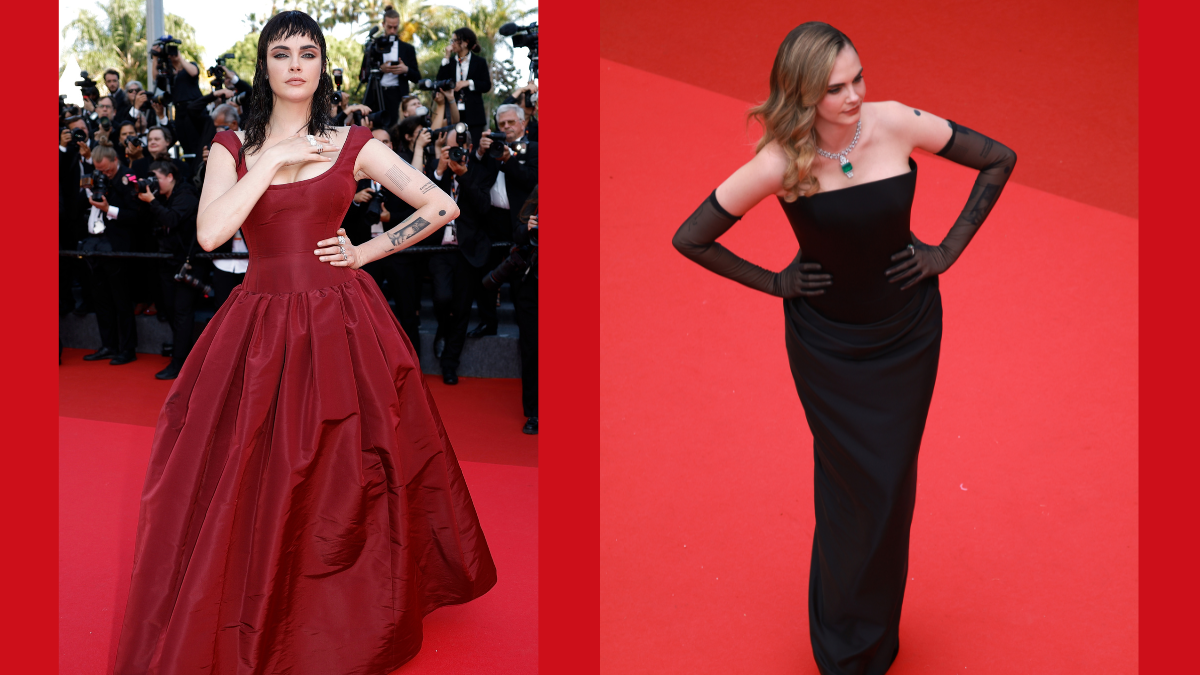 El 21 de mayo, en el la alfombra roja del Festival de Cannes 2025, Cara Delevingne sorprendió un traje burdeos, de estilo grunge. Al día siguiente, usó un ajustado y clásico vestido negro.