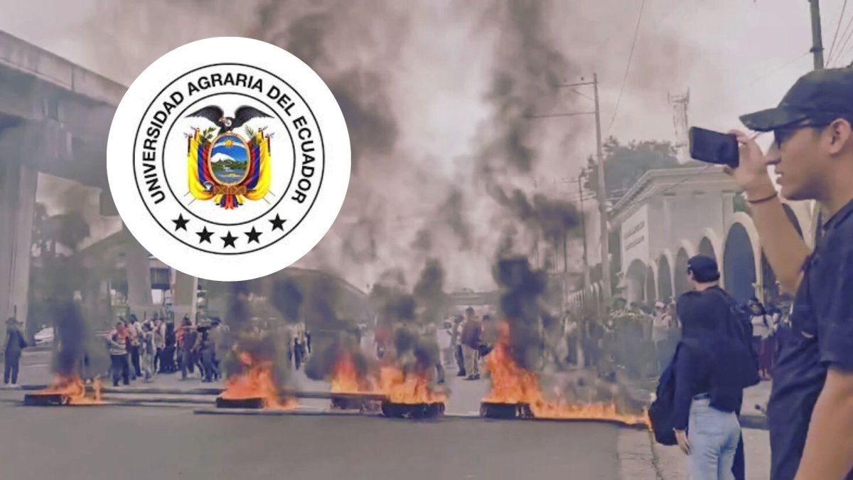 Disturbios afuera de la Universidad Agraria.