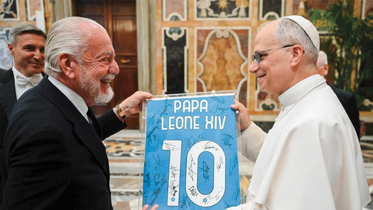 El Papa León XIV recibió hoy en audiencia al Club Deportivo de Fútbol del Nápoles