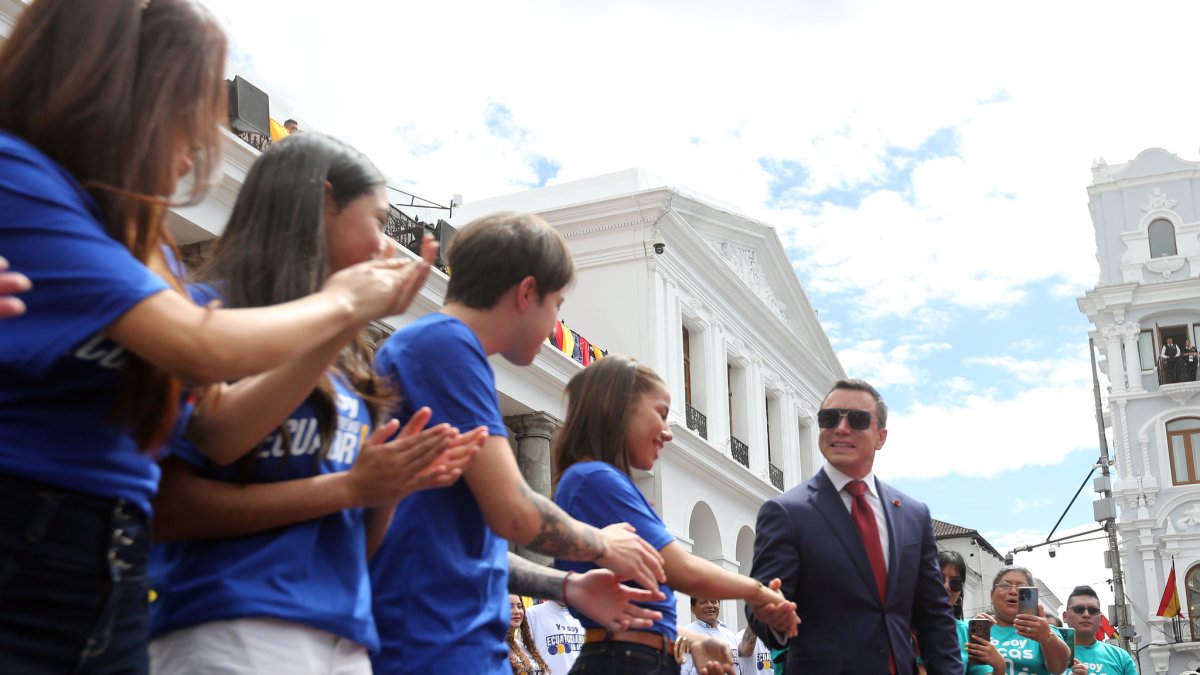 Daniel Noboa en la Plaza de la Independencia, el 24 de mayo.