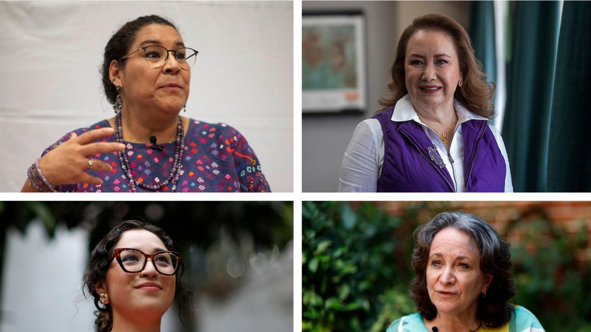 La Suprema Corte de Justicia de la Nación, Lenia Batres (arriba-i) y Yasmín Esquivel (arriba-d), y las abogadas Cynthia Ortiz (abajo-i) y Sara Irene Herrería (abajo-d), en Ciudad de México (México).