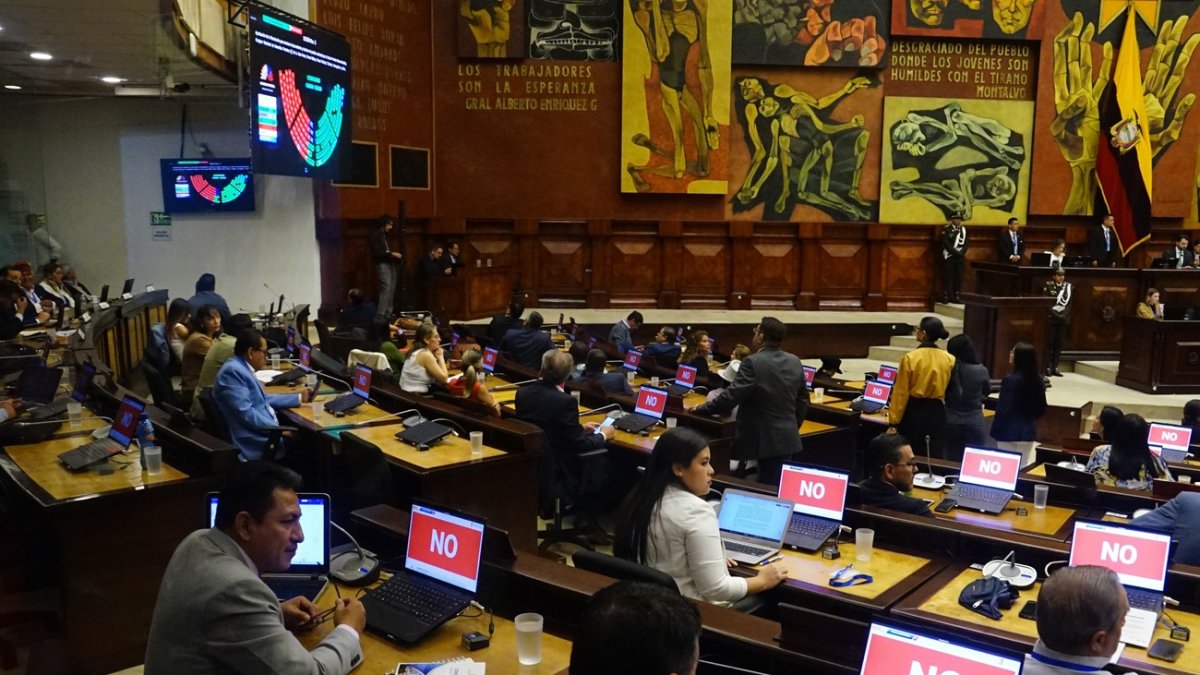 El bloque correísta se ubica a la izquierda del hemiciclo de la Asamblea.