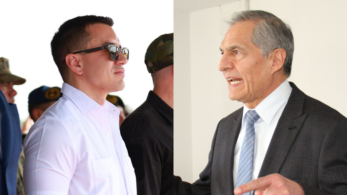 El presidente Daniel Noboa y el juez electoral Fernando Muñoz.