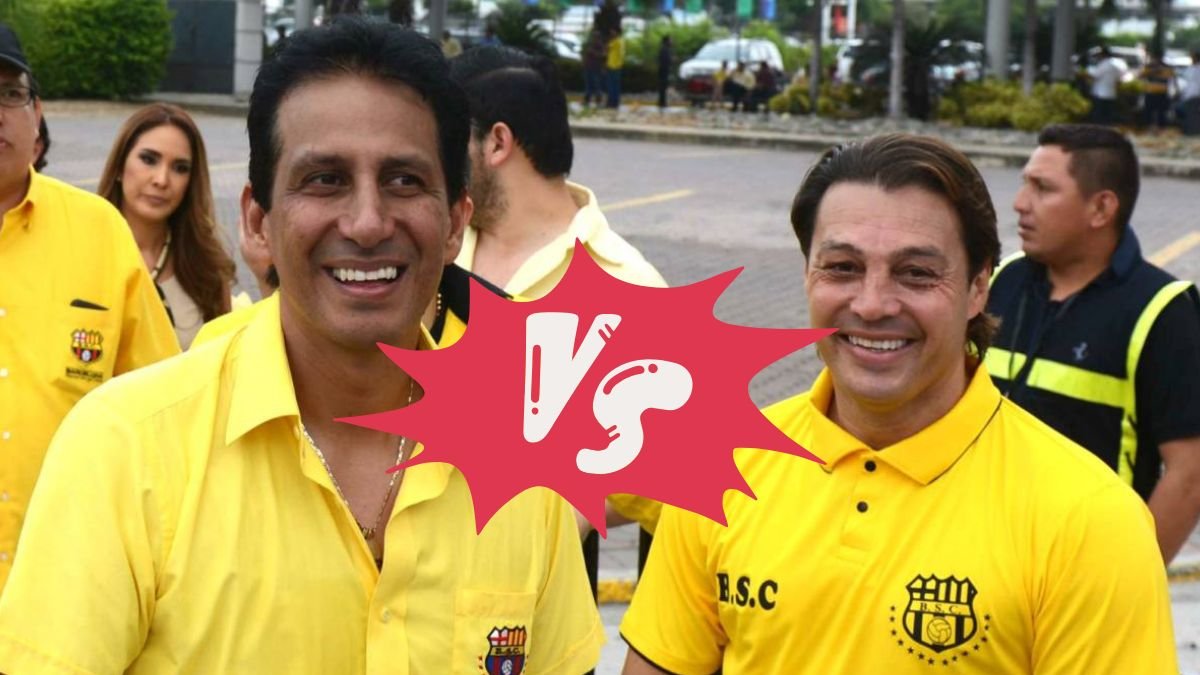 José Cevallos y Carlos Alfaro Moreno ex jugadores y expresidentes del Barcelona SC.