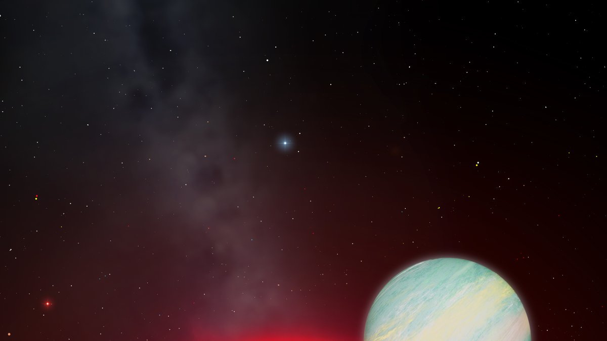 Un planeta gigante orbita una estrella diminuta.