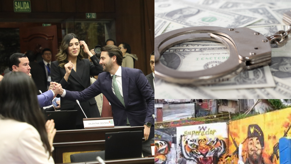 Niels Olsen, Ferdinan Álvarez y Valentina Centeno, de ADN, celebran la aprobación de la Ley de Solidaridad, que busca debilitar a las economías criminales.